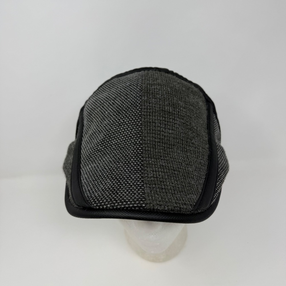 Jamont Mens Gray‎ Mixed Texture Flat Cap Newsboy Hat Adjustable Snap Back Size L